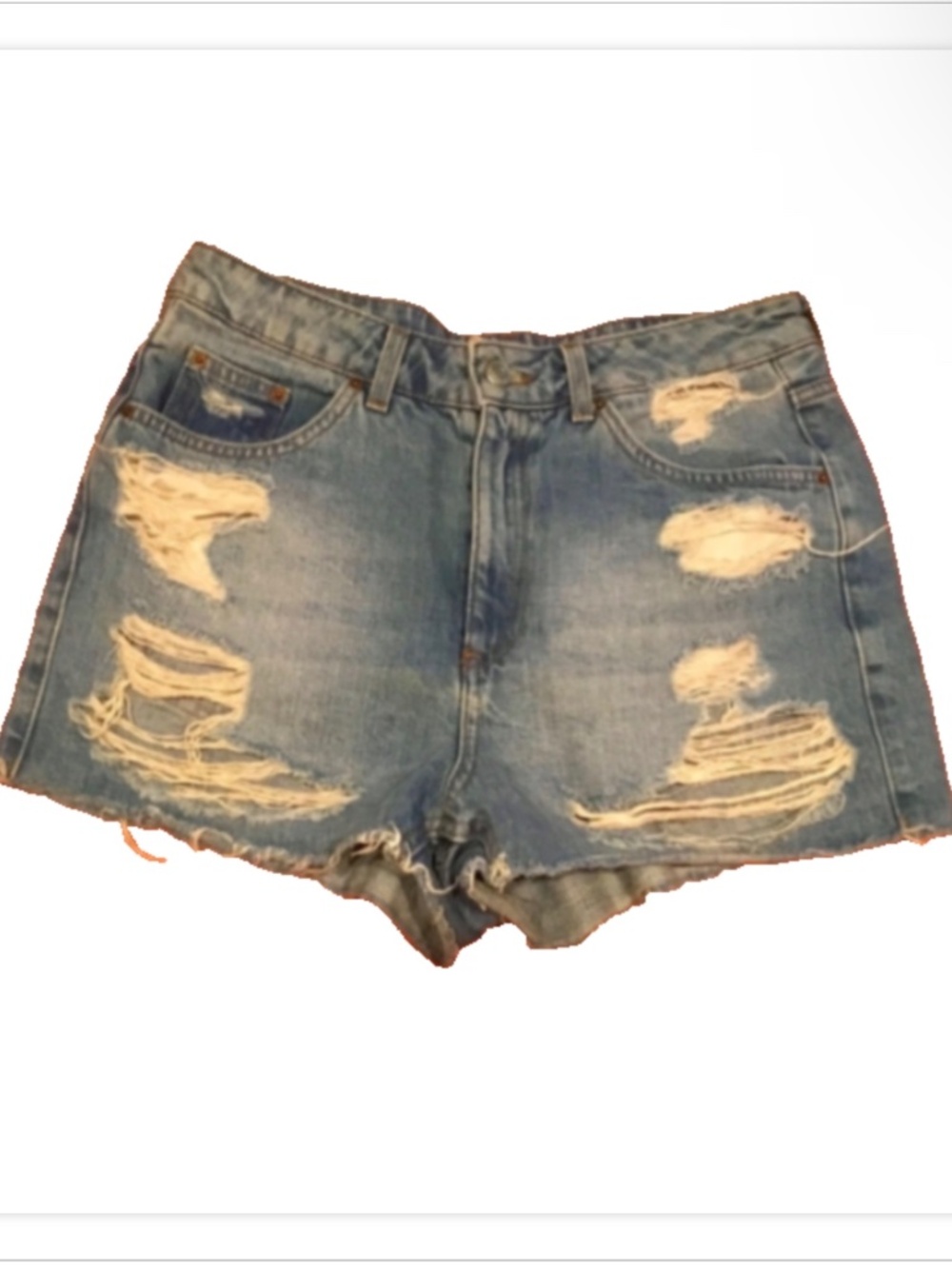Topshop Moto Mom Shorts Womens Cut Off Ripped High Rise Denim Blue Jean Size 6
